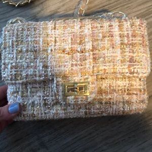 Almond tweed cross body